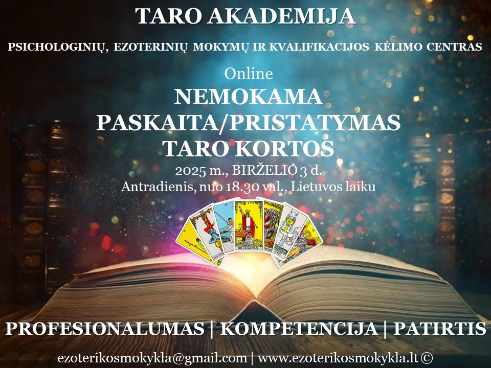 Online – NEMOKAMA PASKAITA/PRISTATYMAS – TARO KURSAI Online – NEMOKAMA PASKAITA/PRISTATYMAS – TARO KURSAI